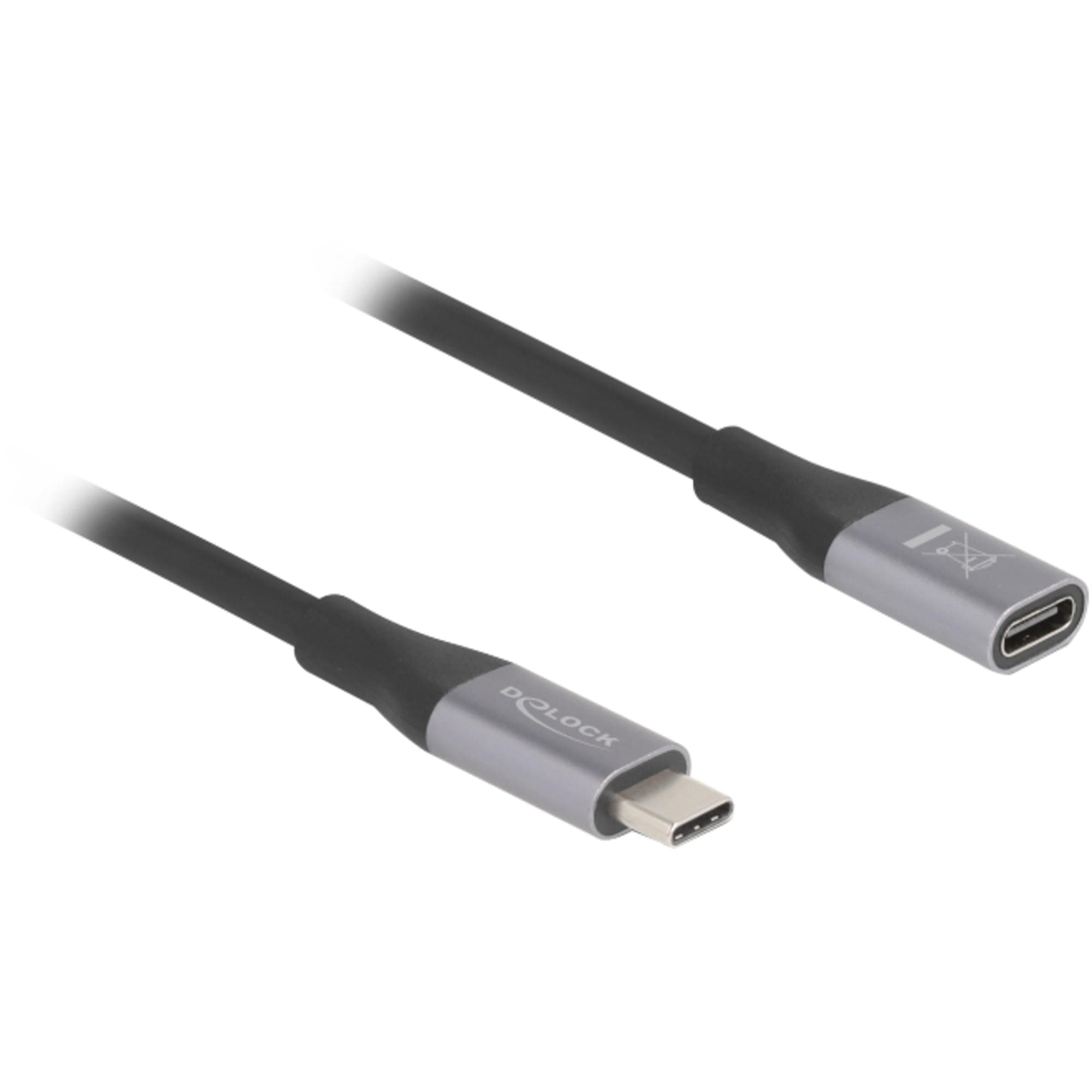Delock Удължителен кабел USB-C, 40 Gbps, PD 240W, 2 м, сив