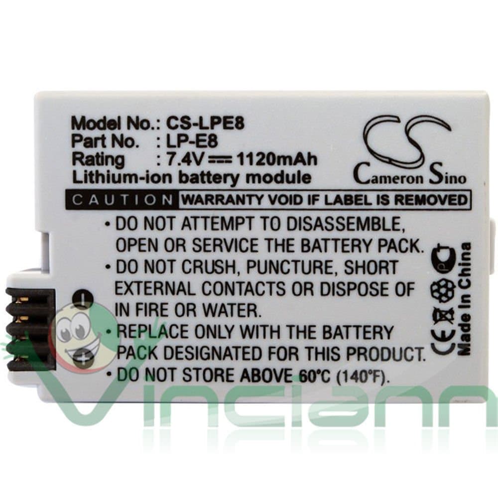 Батерия за апарат Cameron Sino LP-E8, 7.4V, 1120mAh, Canon EOS Rebel T2i, T3i, T4i, T5i, EOS 600D, 550D, 650D, 700D, Kiss X5, X4, X6