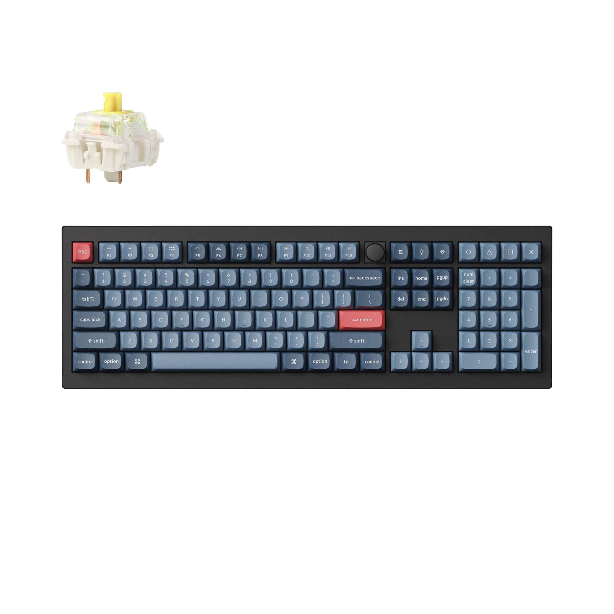 Механична клавиатура Keychron V6 MAX QMK Carbon Black - Wireless, Full-Size, жълт суич