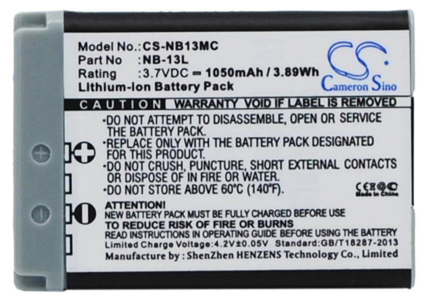 Батерия за фотоапарат / камера CANON NB13MC NB13L 3,7V 1050 mAh LiIon Cameron Sino