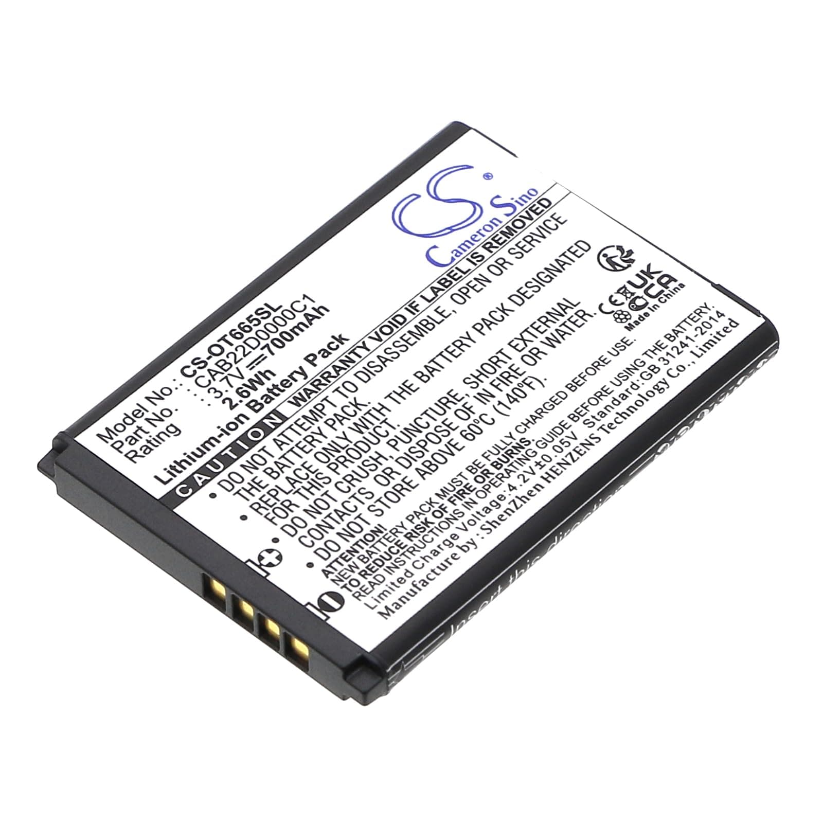 Батерия за мобилен телефон ALCATEL 2010D, One Touch 356, One Touch 665 CAB22B0000C1 LiIon 3,7V 700mAh CAMERON SINO