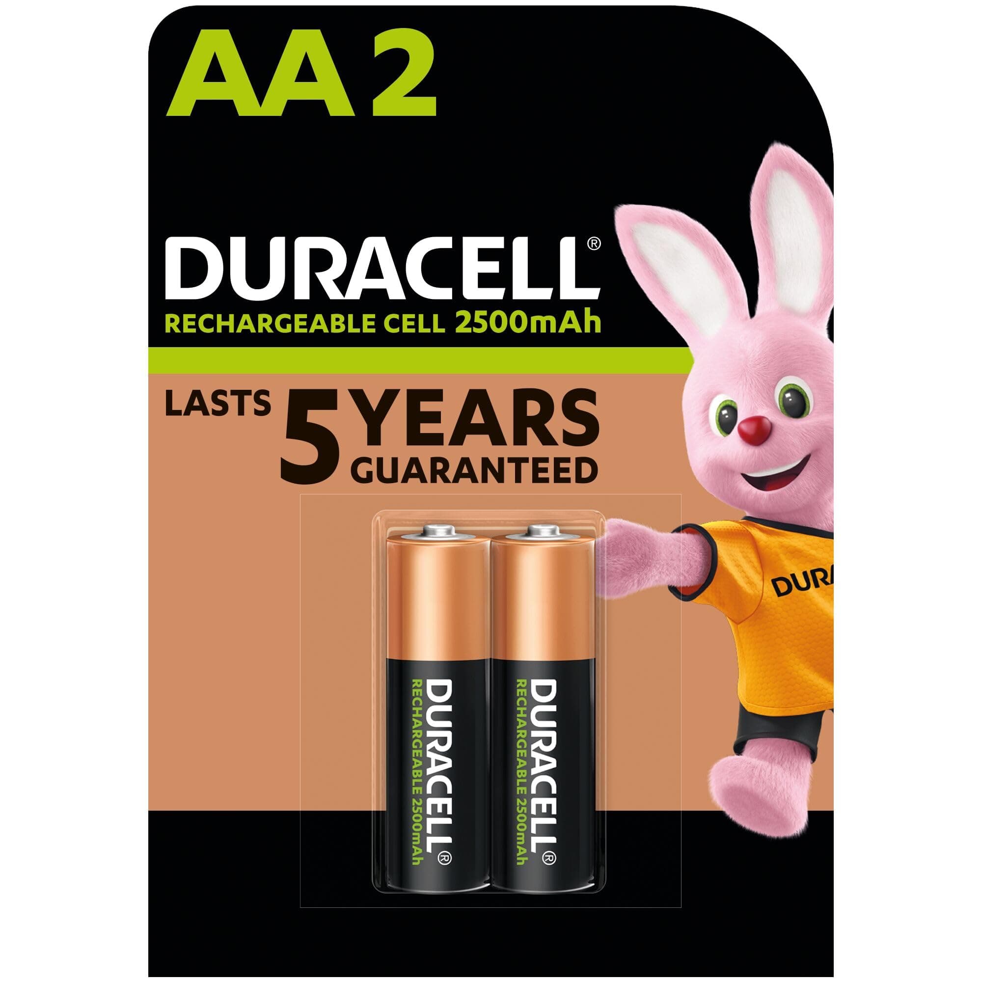 Акумулаторна батерия DURACELL R6 AA, 2500mAh NiMH, 1.2V, 2 бр. в опаковка