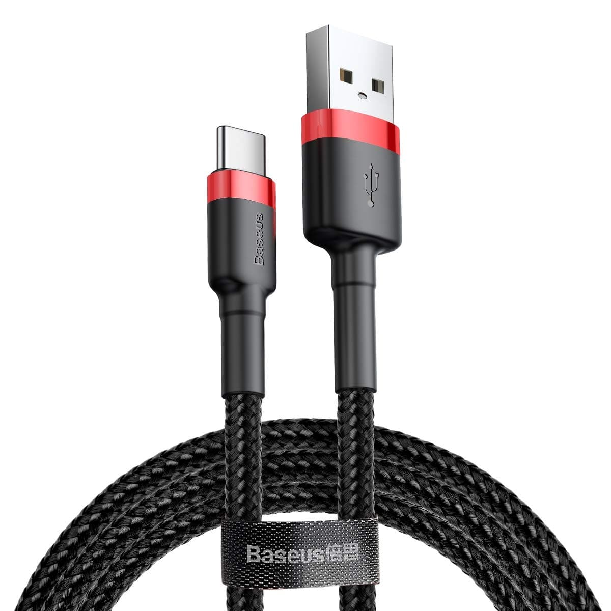 Кабел Baseus Cafule Braided (CATKLF-C91), от USB-A(м) към USB-C(м), 2m, черен