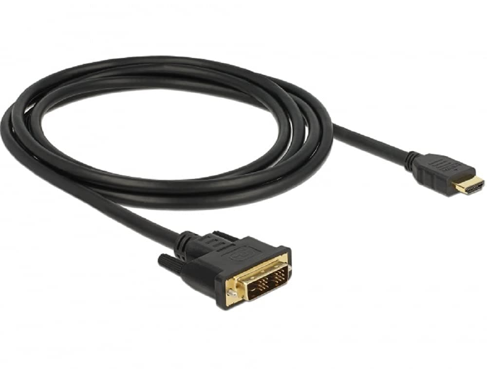 Кабел Delock HDMI мъжко - DVI-D 18+1 (Single Link )мъжко, 2м, двупосочен, black