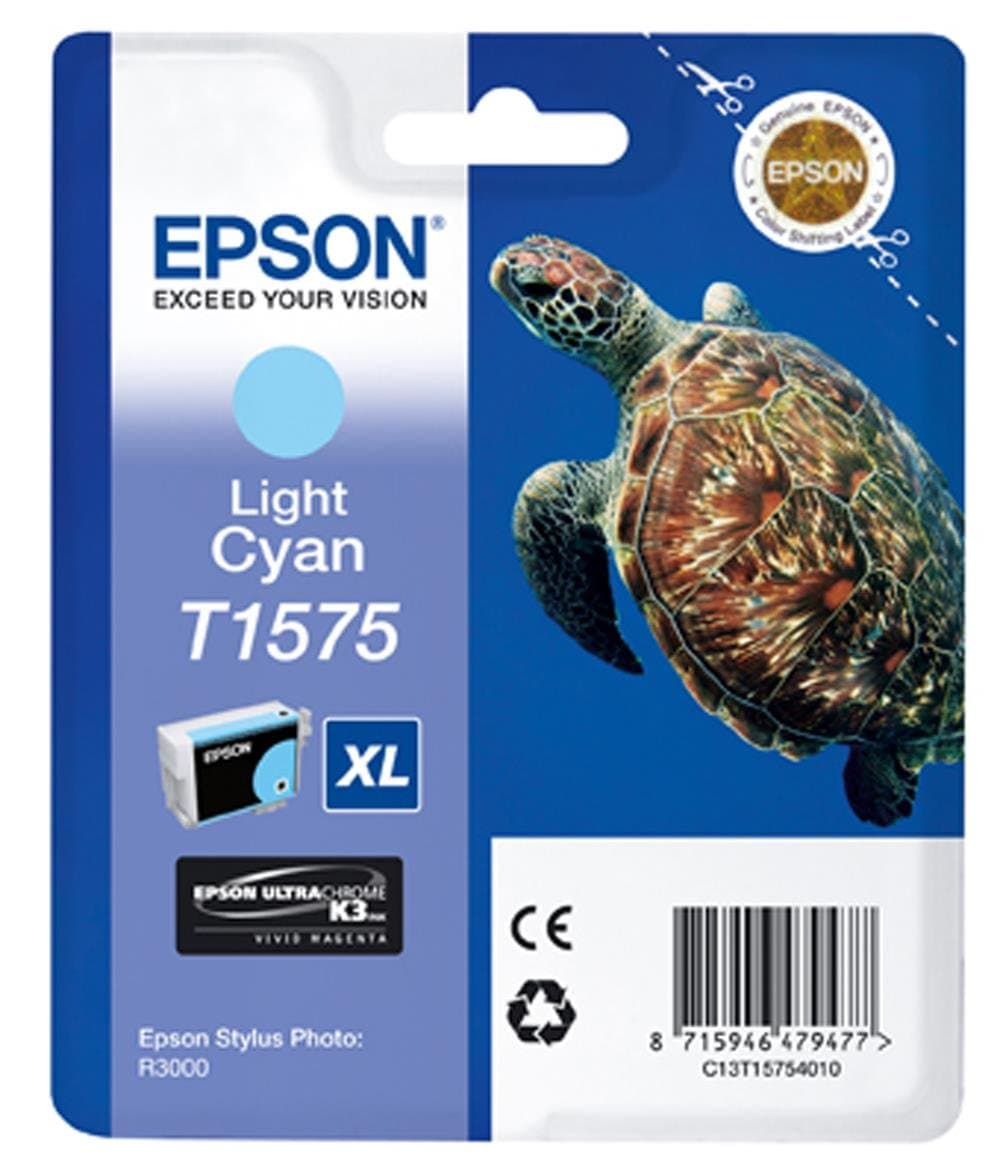 EPSON T1575 касета с мастило, светло циан, стандартен капацитет, блистер от 1 опаковка без аларма