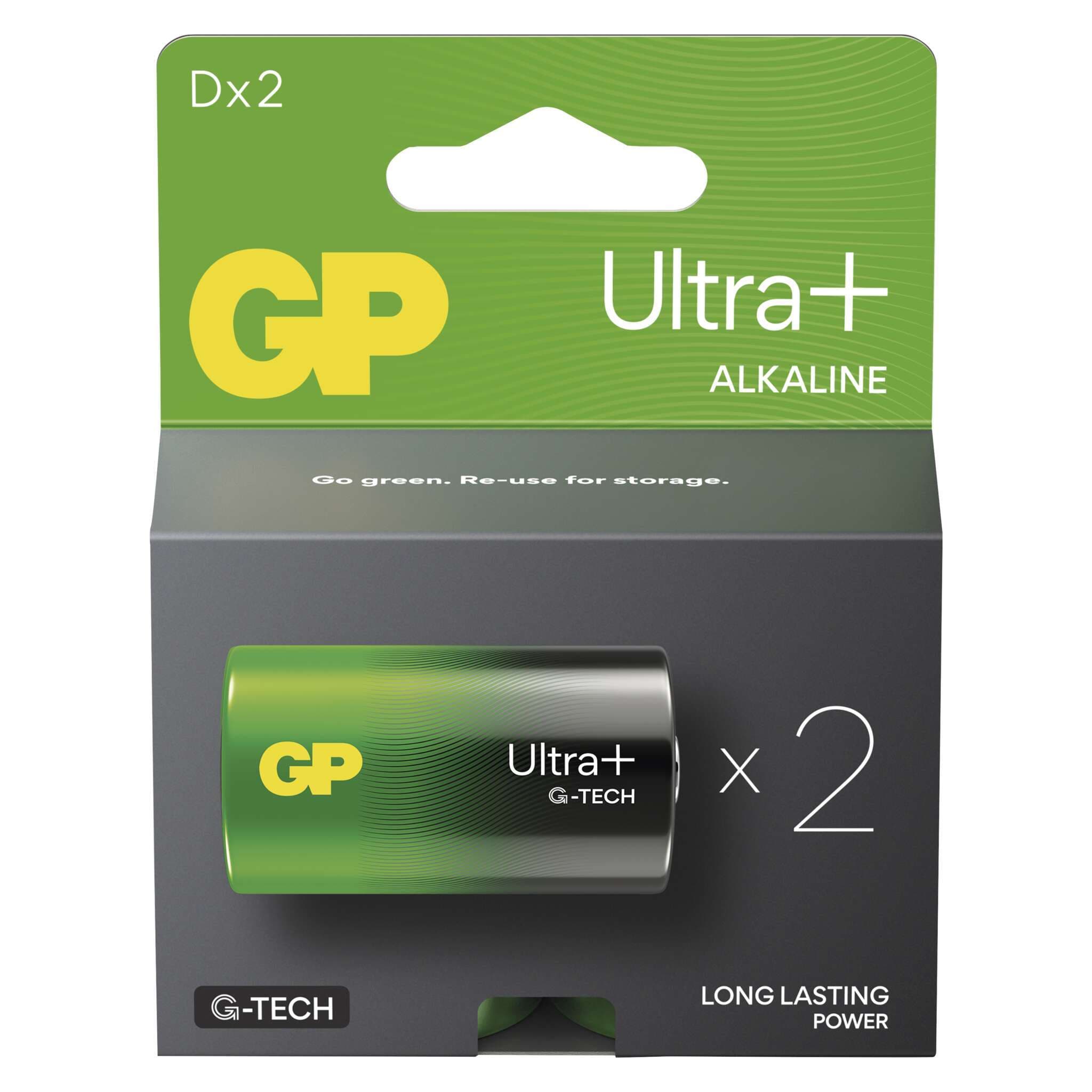 Алкална батерия GP ULTRA PLUS LR20 /2 бр. в опаковка/ 1.5V