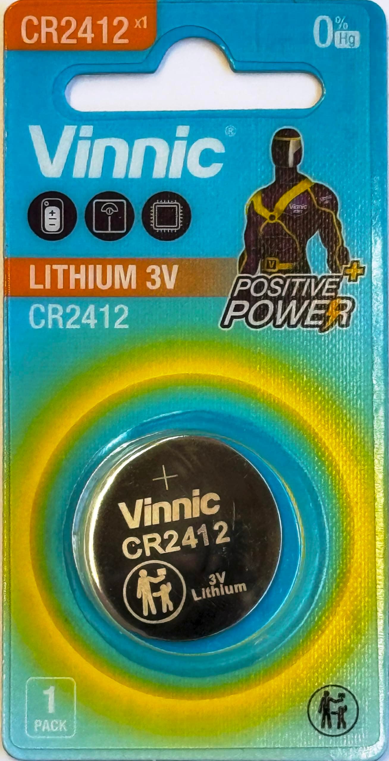 Бутонна батерия литиева 3V CR2412 VINNIC