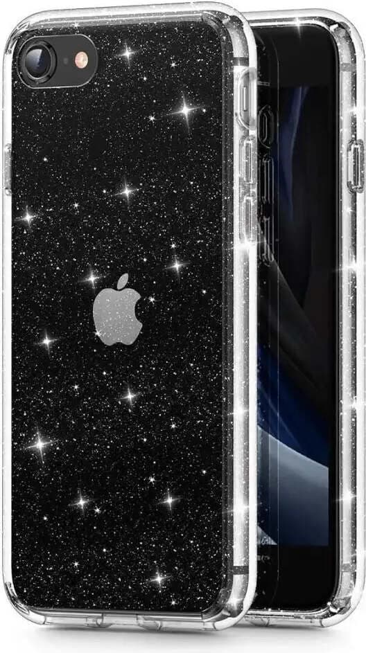 Силиконов (TPU) калъф за iPhone SE (2022), iPhone SE (2020), iPhone 8, iPhone 7 - Tech-Protect Glitter TPU Clear Case (прозрачен)