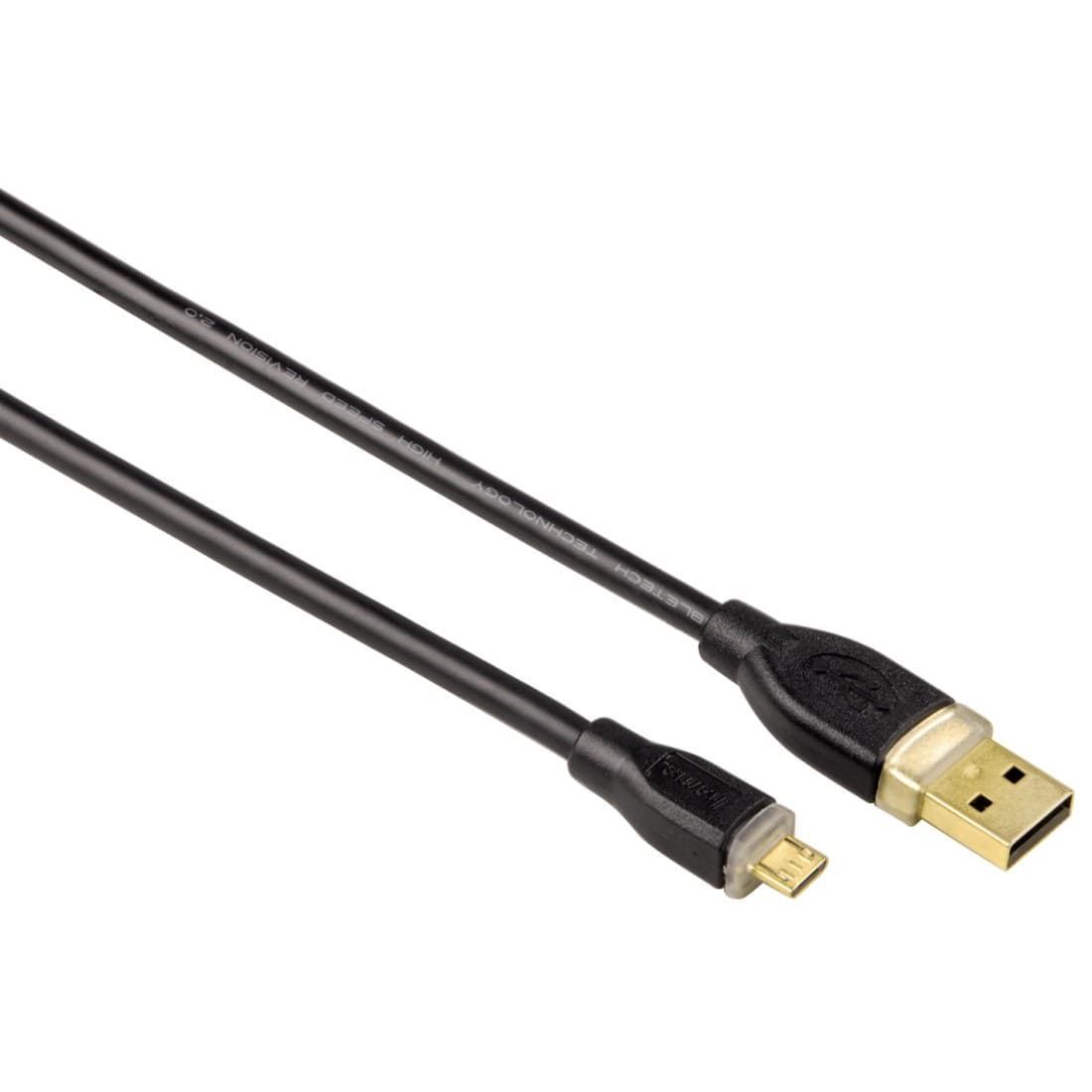 Кабел Hama 78490, USB A(м) към USB Micro B(м), 0.75m, черен