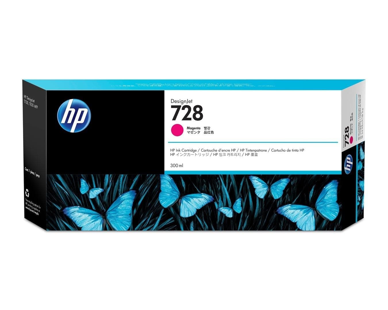 HP 728 оригинална 300-ml магента касета с мастило F9K16A