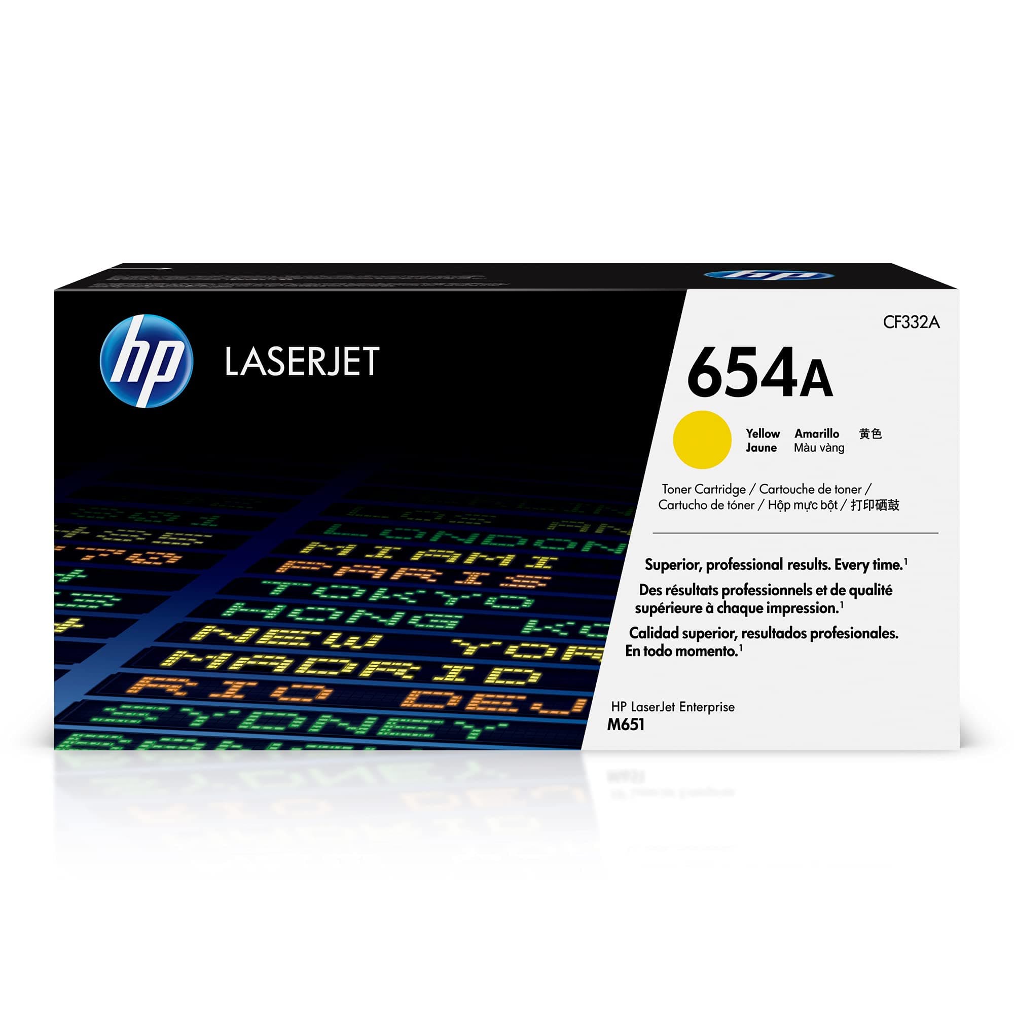 HP 654A оригинална тонер касета CF332A жълт стандартен капацитет 15 000 страници 1 пакет