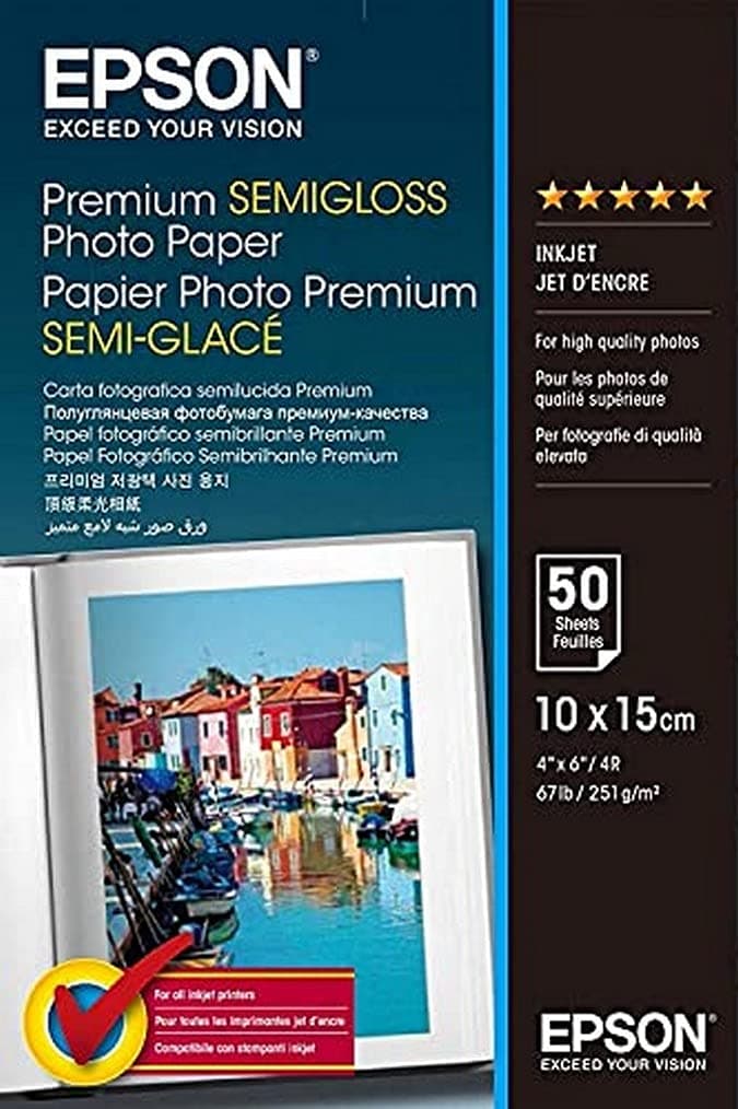 EPSON Premium полугланцова фотохартия мастиленоструйна 251g/m2 100x150mm 50 листа пакет