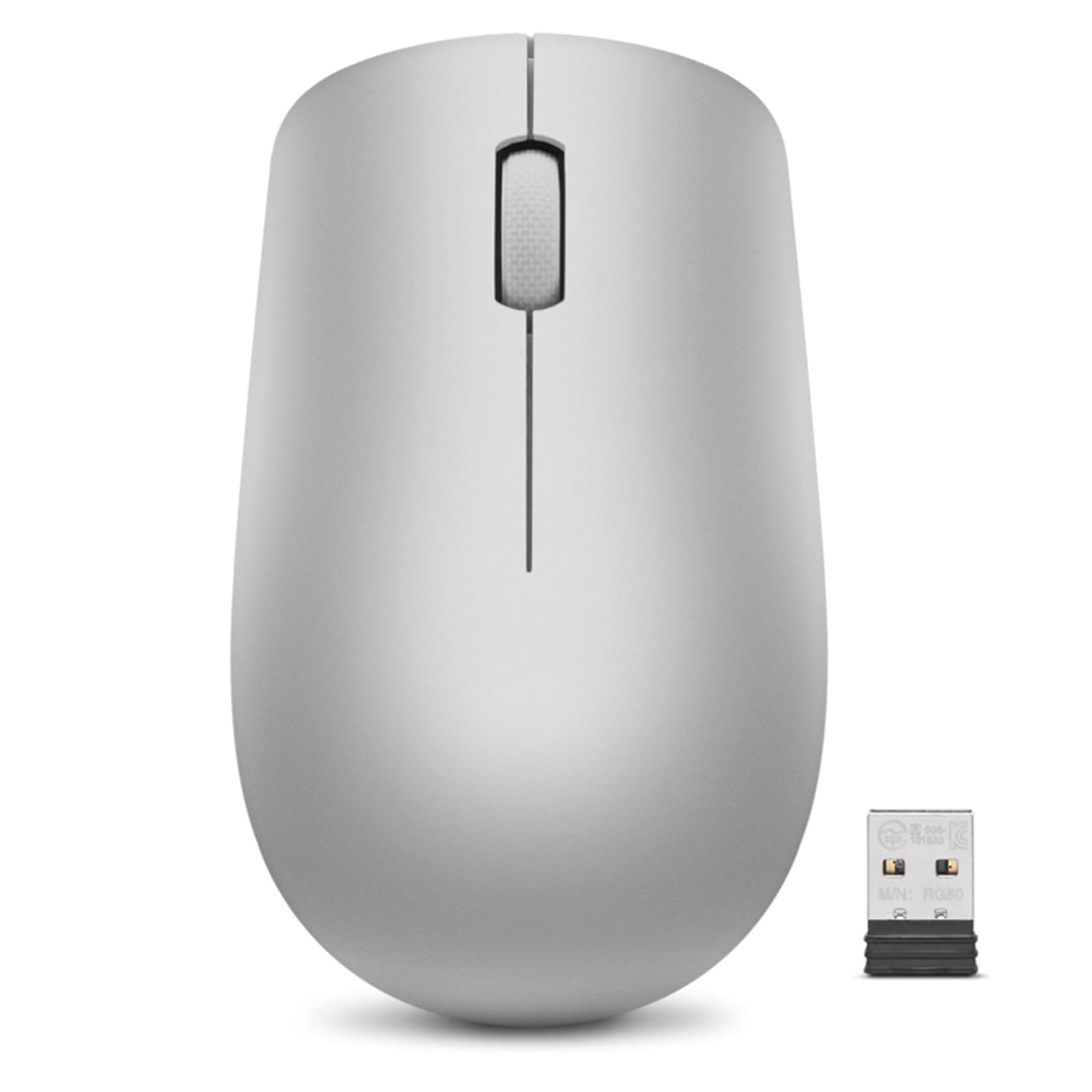 Мишка Lenovo 530 Wireless Platinum Grey, оптична (1200 dpi), безжична, USB, светло сива