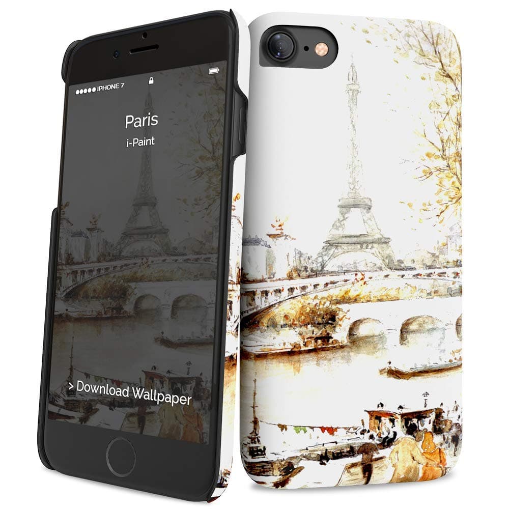 Дизайнерски поликарбонатов кейс за iPhone SE (2022), iPhone SE (2020), iPhone 8, iPhone 7 - iPaint Paris HC Case (бял)