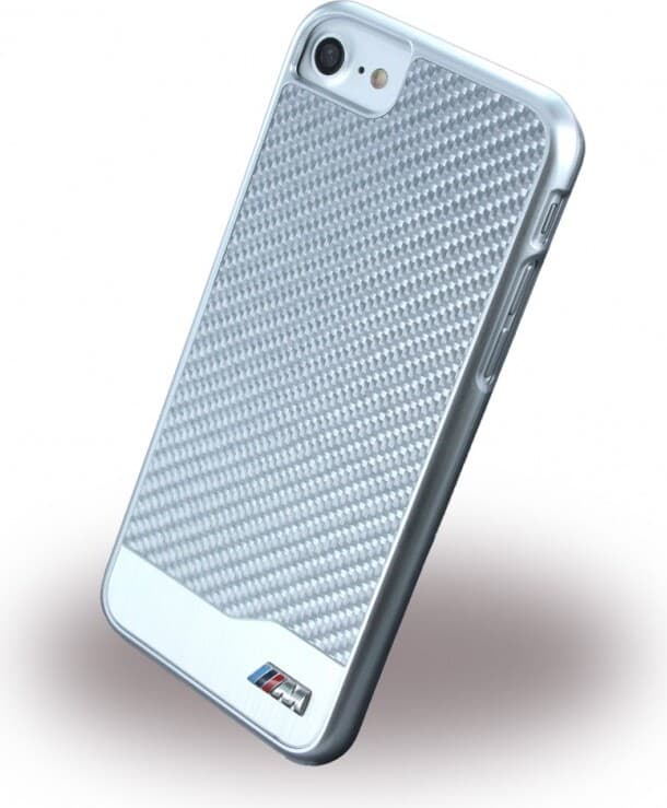 Дизайнерски карбонов кейс за iPhone SE (2022), iPhone SE (2020), iPhone 8, iPhone 7 - BMW M Carbon Fiber Hard Case (сребрист)