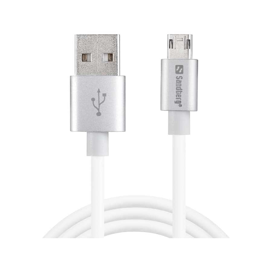 Кабел Sandberg, от USB A(м) към USB micro B(5pin)(м), reversible, 1.0m, сребрист