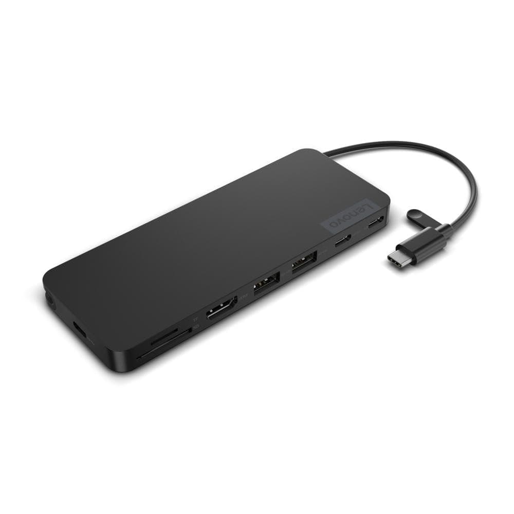 Докинг станция Lenovo USB-C Slim Travel Dock (4X11N40212), от USB-C към 3x USB-C, 2x USB-A, 1x HDMI, 1x SD четец, 1x MicroSD четец, черна