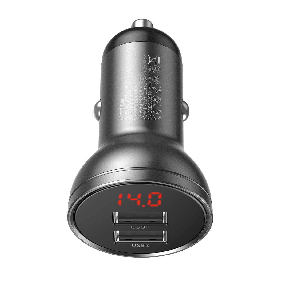 Зарядно за кола Baseus CCBX-0G, от автомобилна запалка към 2x USB A(ж), 5V, 2.4A, 24W, черно