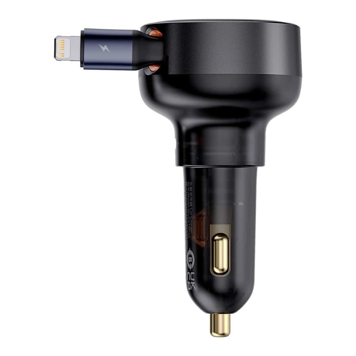 Зарядно устройство за кола, Baseus Enjoyment Pro, от авт. запалка към USB C(м), Lightning(м), 25W, черен