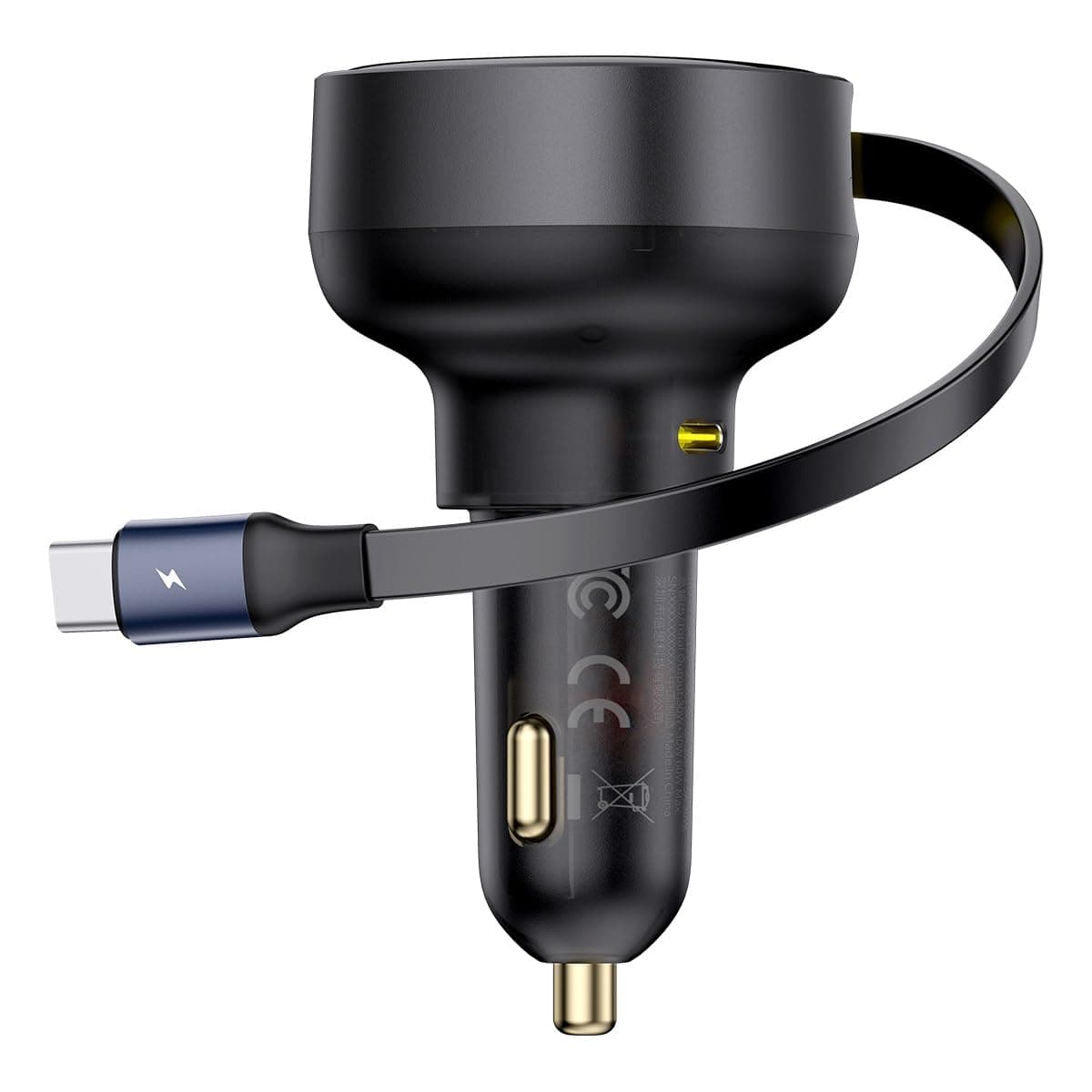 Зарядно за кола Baseus Enjoyment Pro C00057802111-01, от автомобилна запалка към 1x USB-C(ж)/1x USB-C(м), 60W, черно