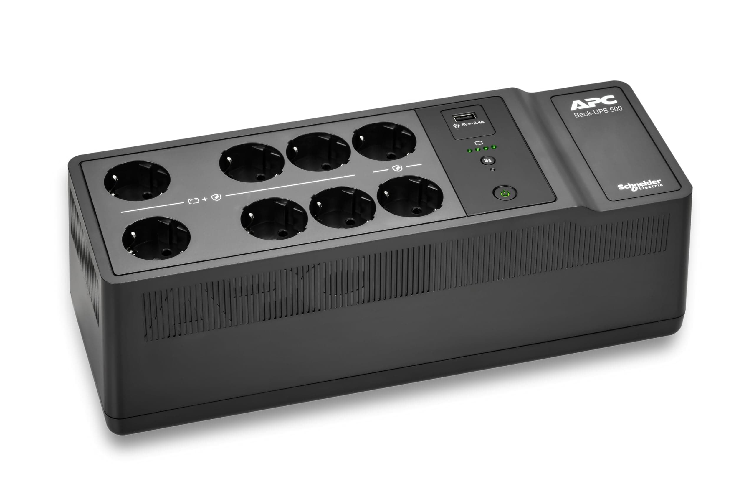 APC Back-UPS 500VA 8 schuko outlets 230V 1 USB charging port