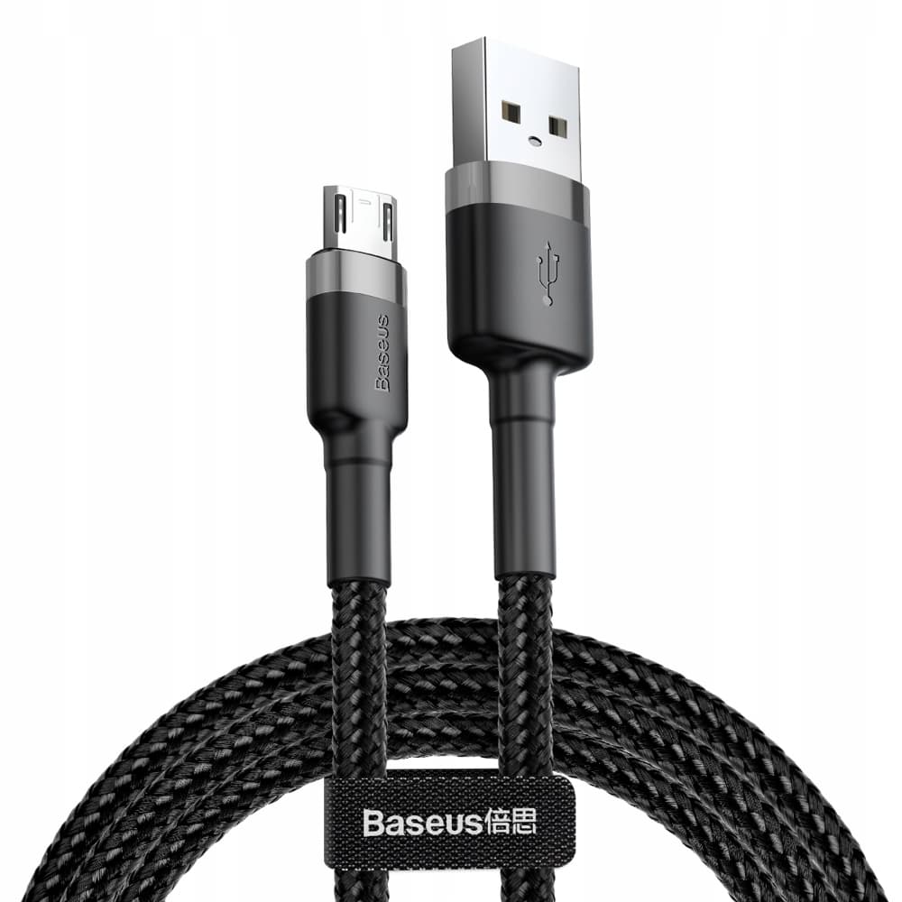 Кабел Baseus Cafule, от USB A(м) към USB Micro B(м), 2m, 7.5W, черен