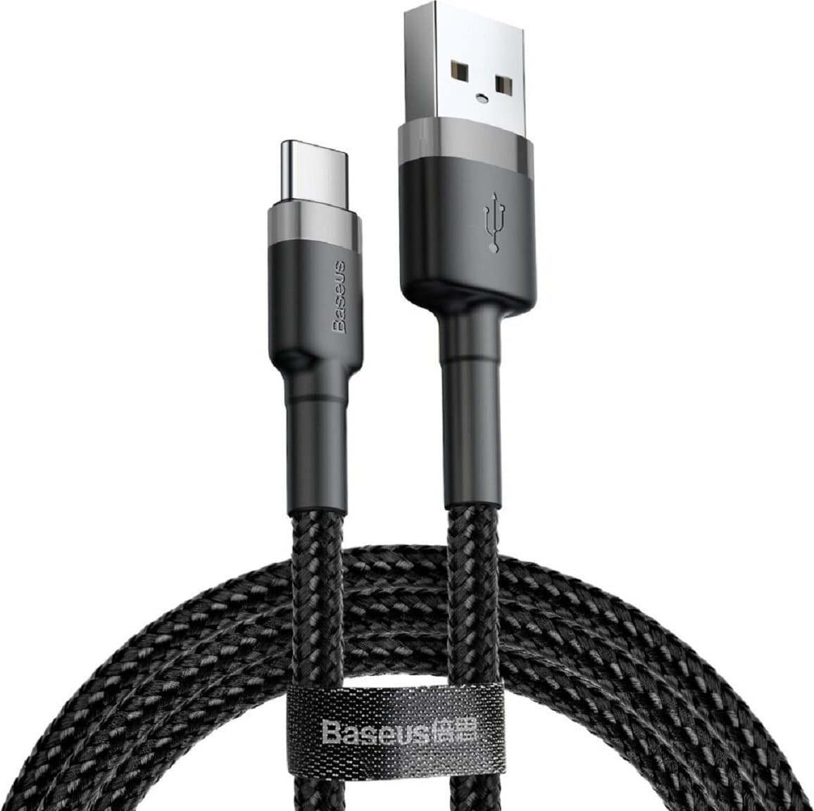 Кабел Baseus Cafule, от USB A(м) към USB C(м), 3m, черен