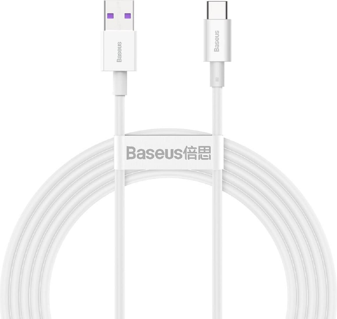 Кабел Baseus Superior 66W (CATYS-A02), от USB A(м) към USB C(м), 2m, бял