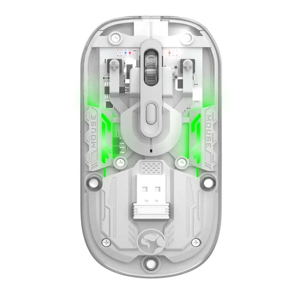 Мишка Marvo M808W, оптична (1600 dpi), безжична, Bluetooth, USB, прозрачна, гейминг