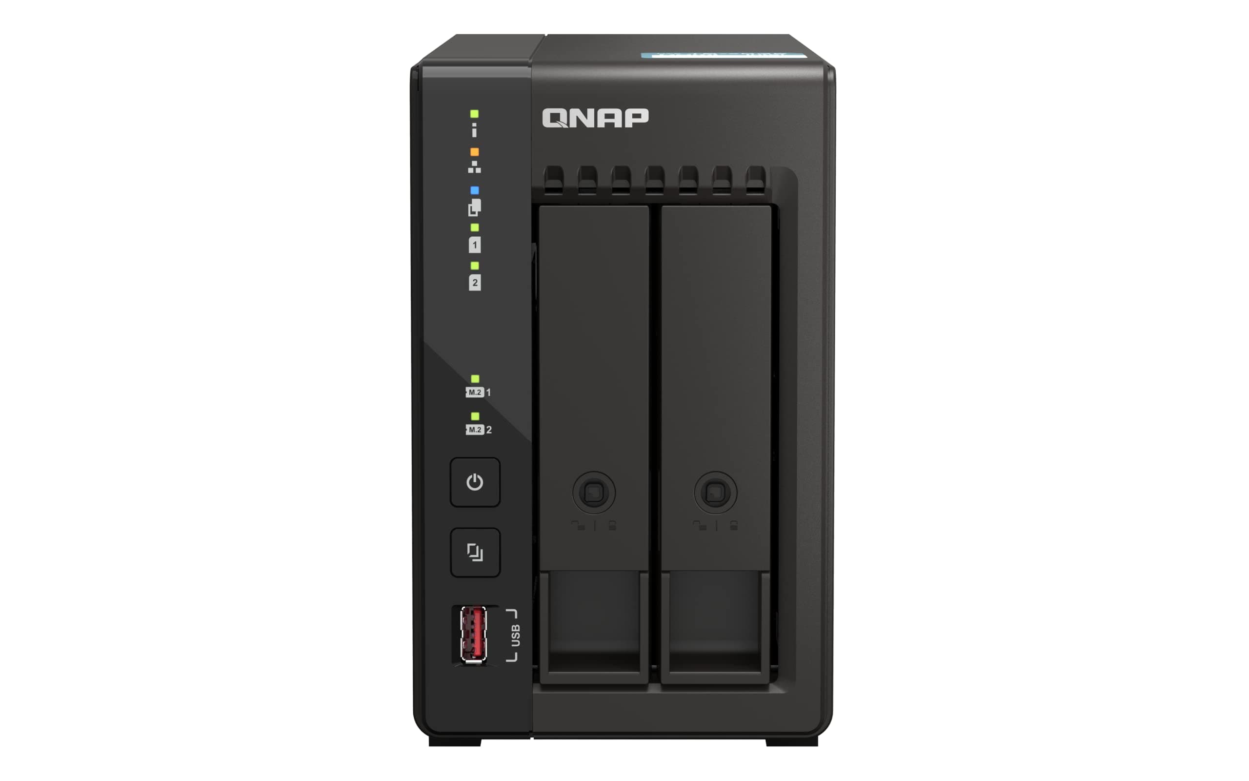 QNAP TS-253E-8G 2-отсечен настолен NAS Intel Celeron J6412 4C 2.0GHz burst 2.6GHz вграден 8GB RAM 2xHDMI 1.4b 2xM.2 2280 PCIe слота