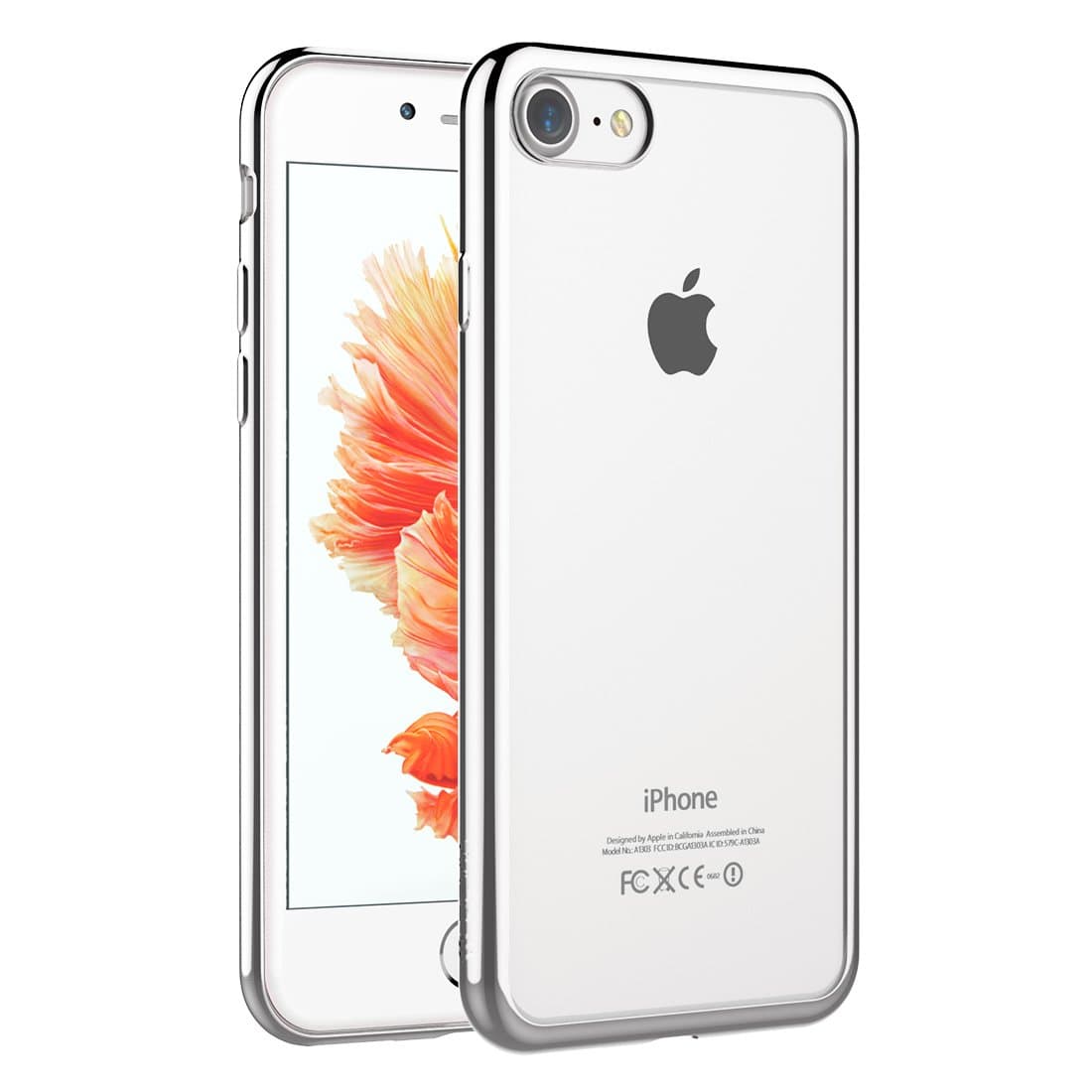 Силиконов (TPU) калъф за iPhone 8, iPhone 7 - Devia Glitter Soft Case (прозрачен-сребрист)
