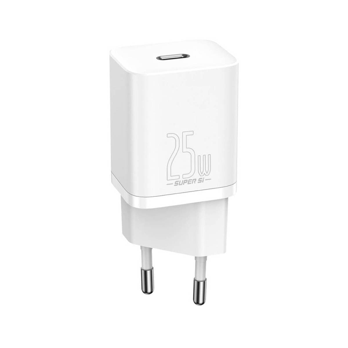 Зарядно устройство Baseus Super Si Quick, от контакт към USB C(ж), бяло