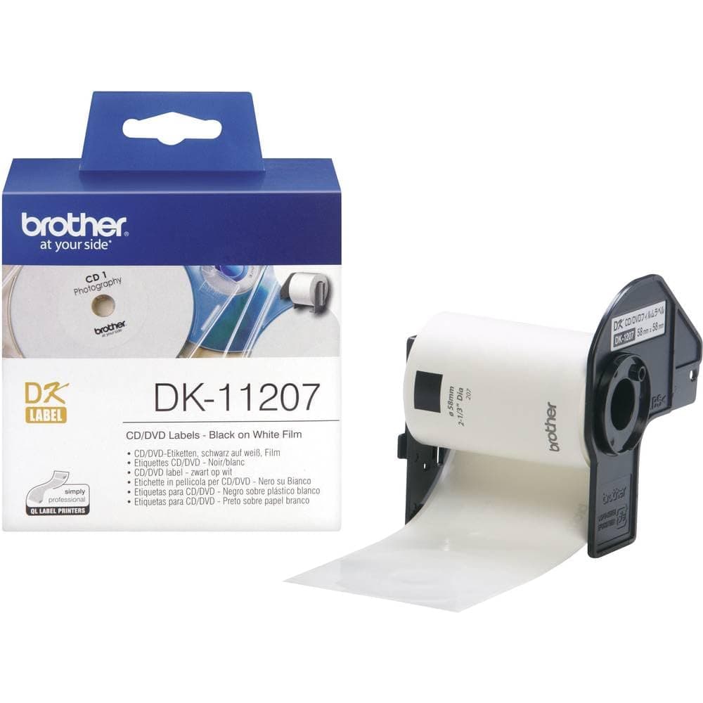 BROTHER P-Touch DK-11207 щанцован CD / DVD филм за етикети с диаметър 58 mm 100 етикета