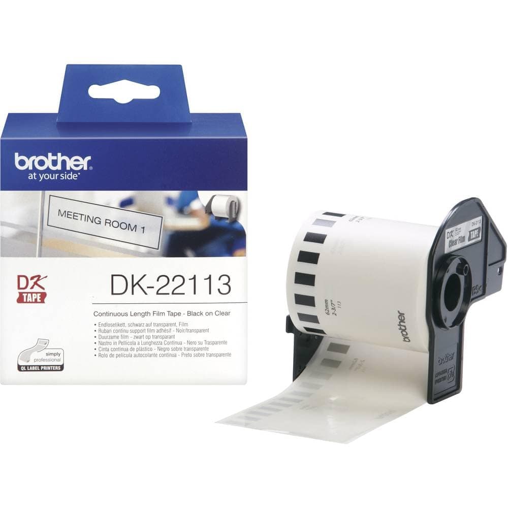 BROTHER P-Touch DK-22113 прозрачен филм с непрекъсната дължина 62mm x 15.24m