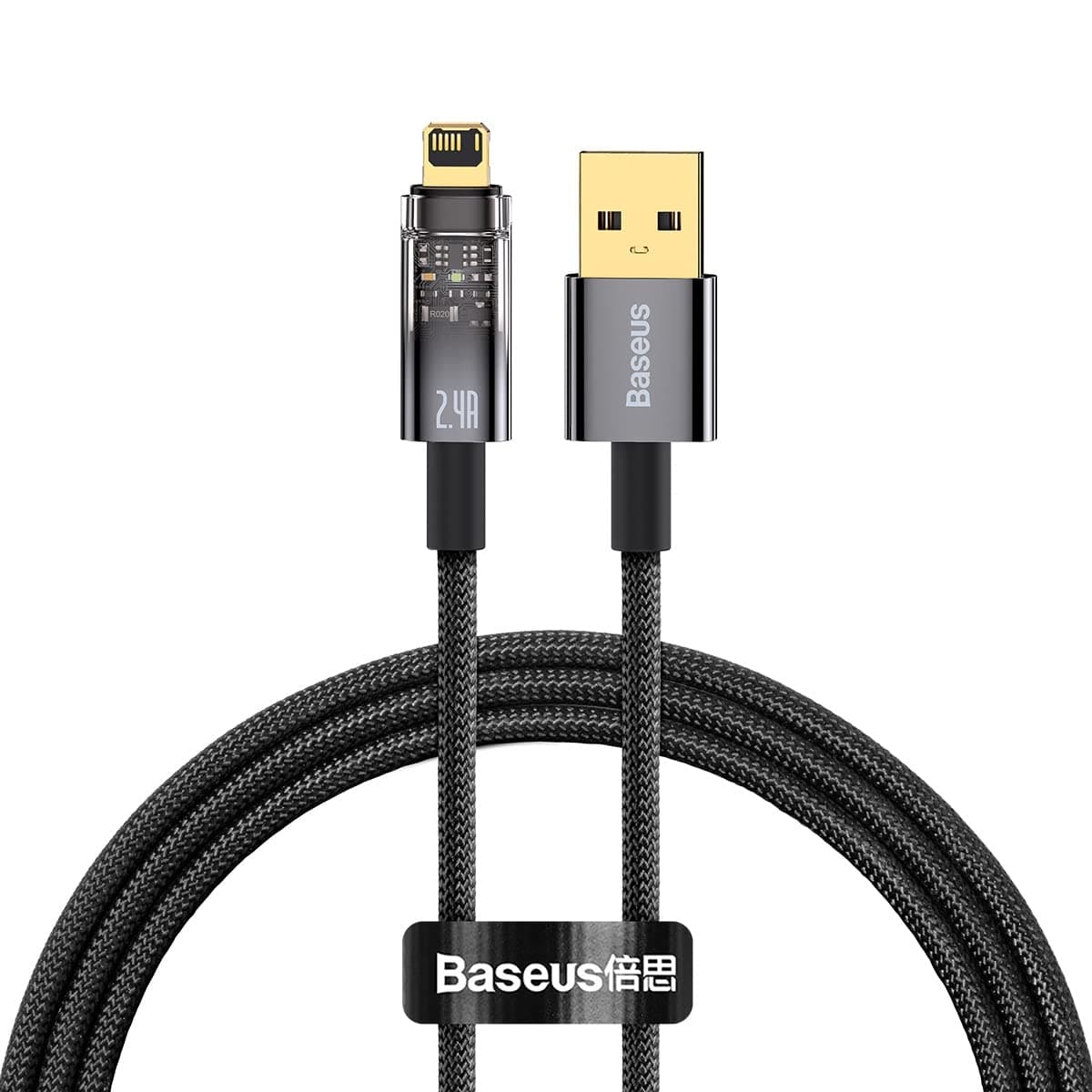 Кабел Baseus Explorer, от USB A(м) към Lightning (м), 1m, черен