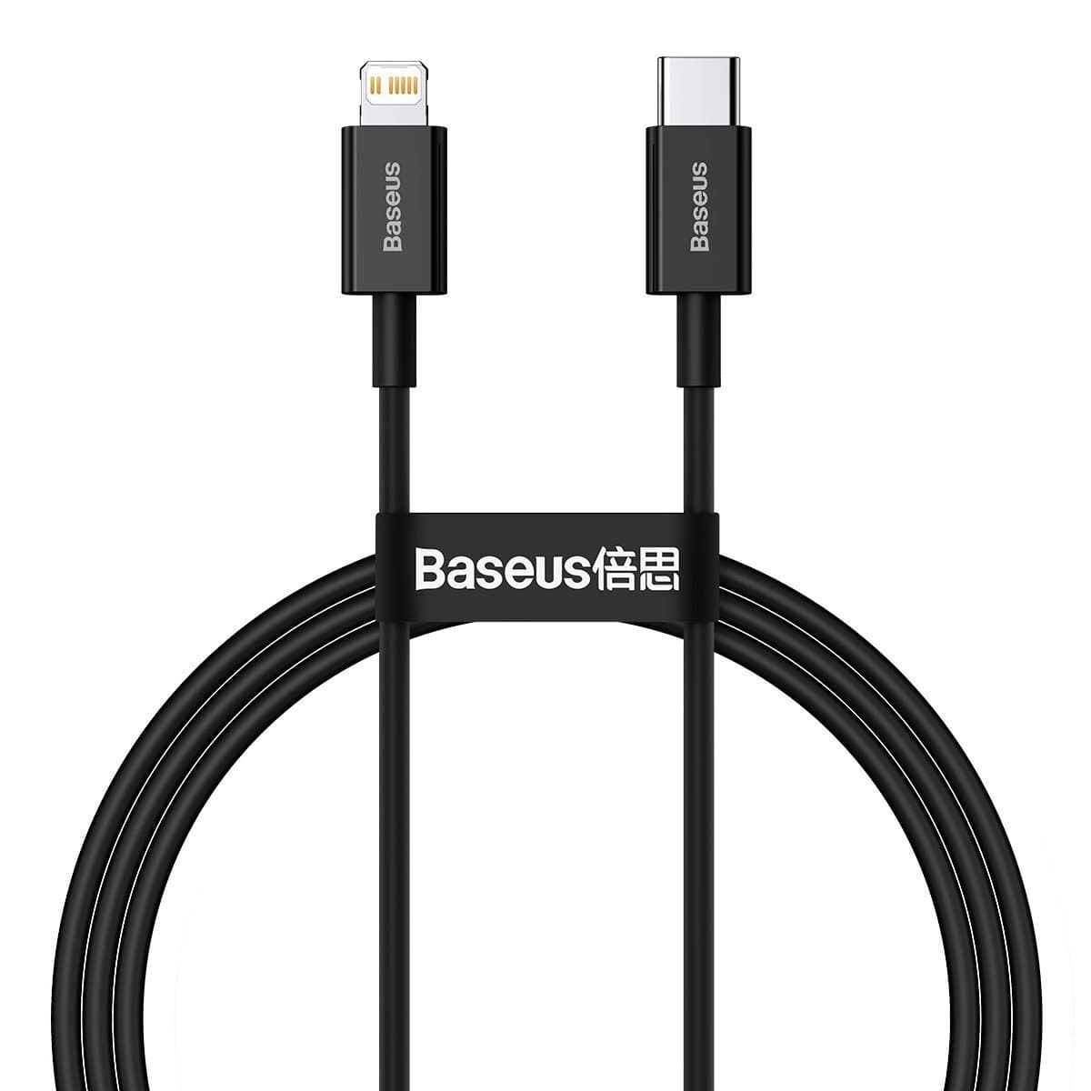 Кабел Baseus CATLYS-A01, от USB-C(м) към Lightning(м), 1м, черен