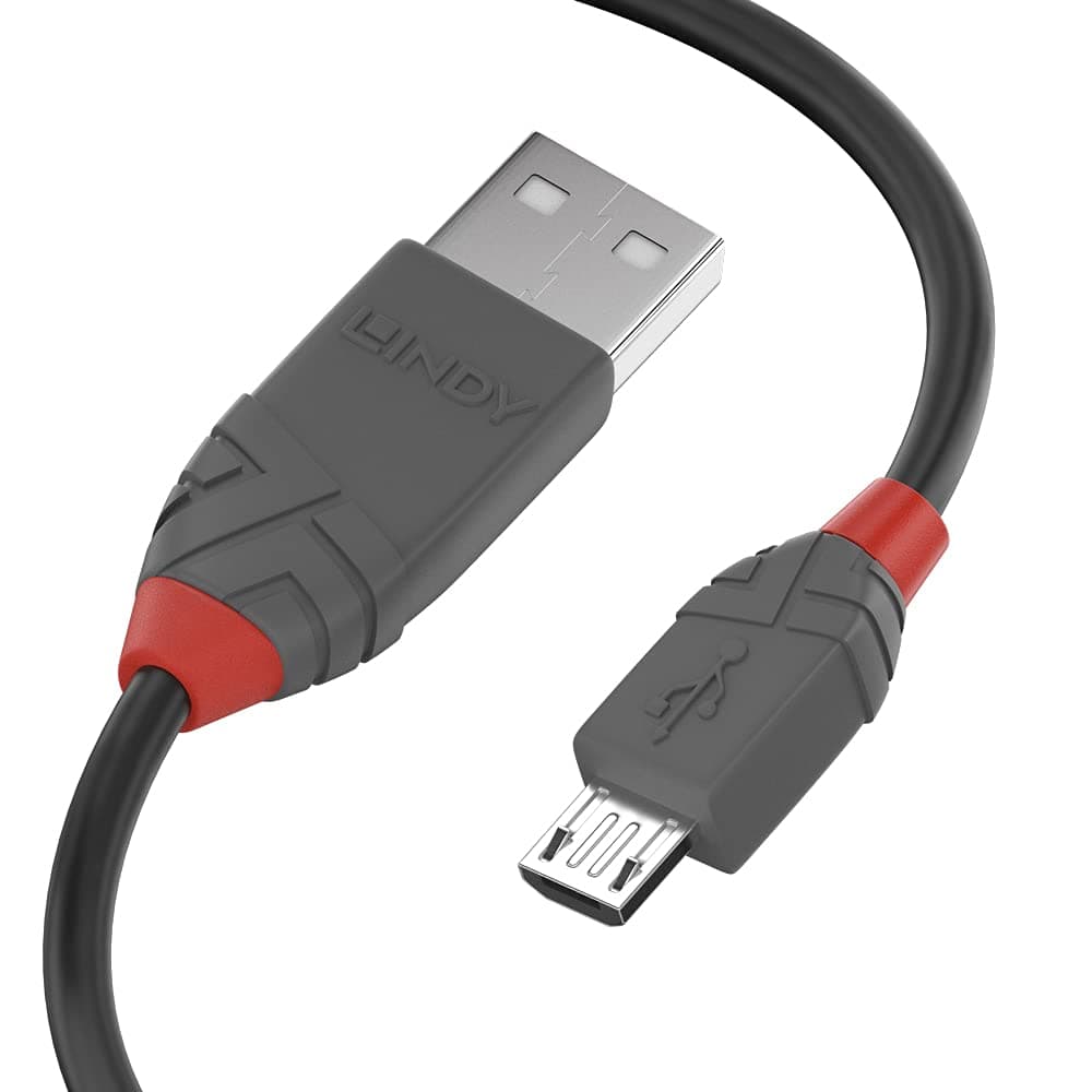 Кабел Lindy 36734, USB Type A(м) към USB Type Micro-B(м), 3m, черен