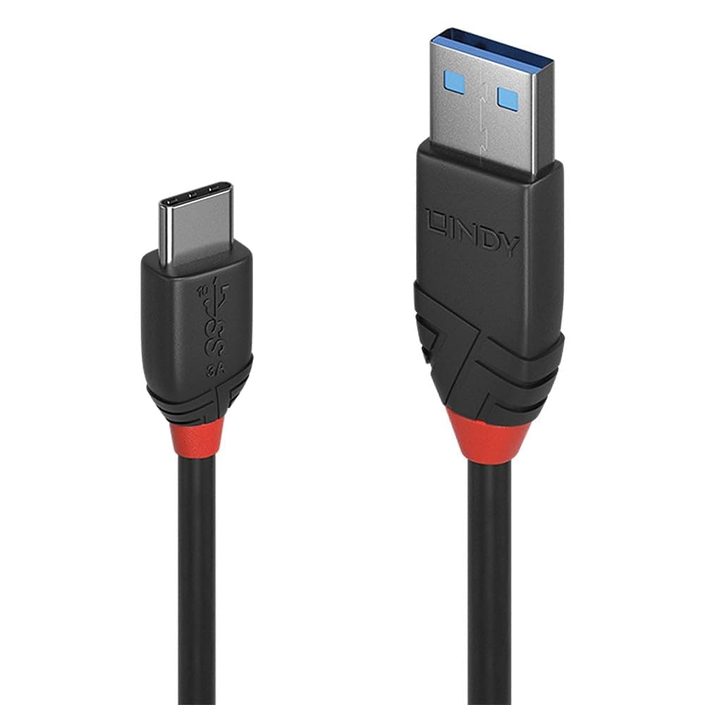 Кабел Lindy 36915, USB Type A(м) към USB Type C(м), 0.5m, черен