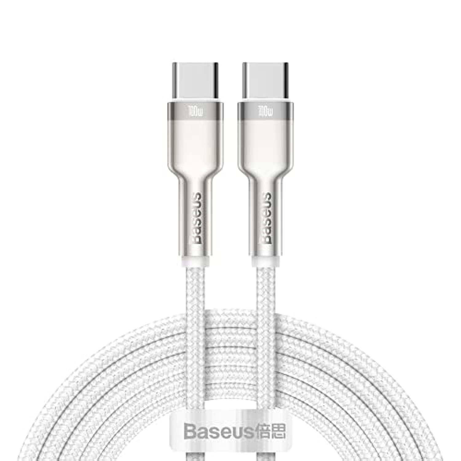 Кабел Baseus Cafule Series 100W (CATJK-D02), от USB C(м) към USB C(м), 2m, 100W, бял