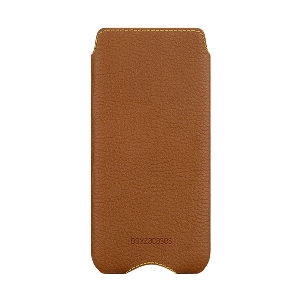 Кожен калъф (естествена кожа, ръчна изработка) за iPhone 8, iPhone 7, iPhone 6, iPhone 6S - Beyzacases Zero (светлокафяв)