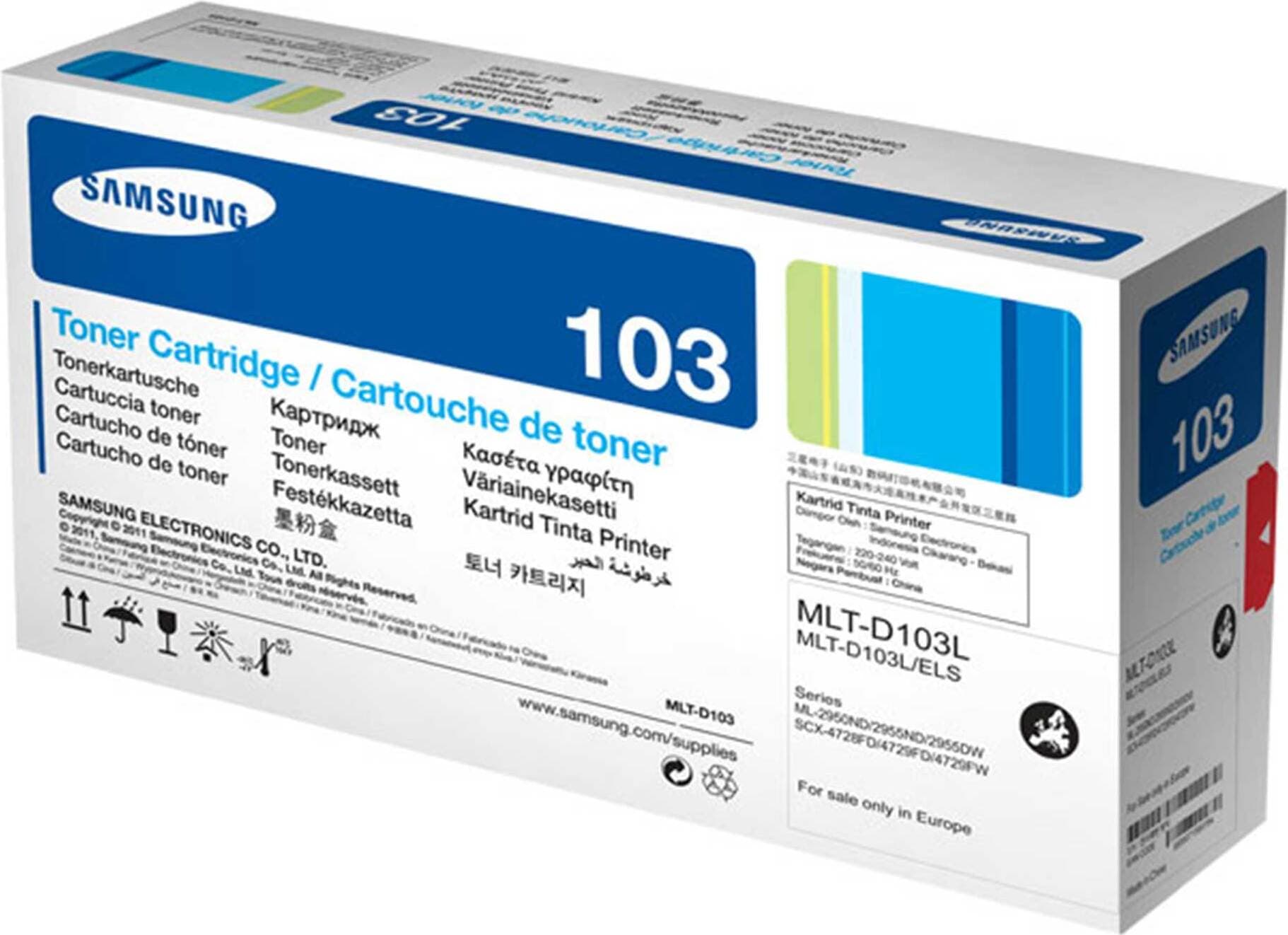 SAMSUNG MLT-D103L/ELS тонер касета черна с голям капацитет 2500 страници 1 пакет
