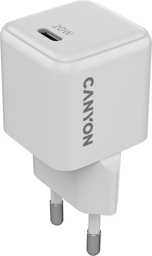 Зарядно устройство Canyon CU20C, от контакт към 1x USB-C(ж), 12V/3A, бяло, 20W