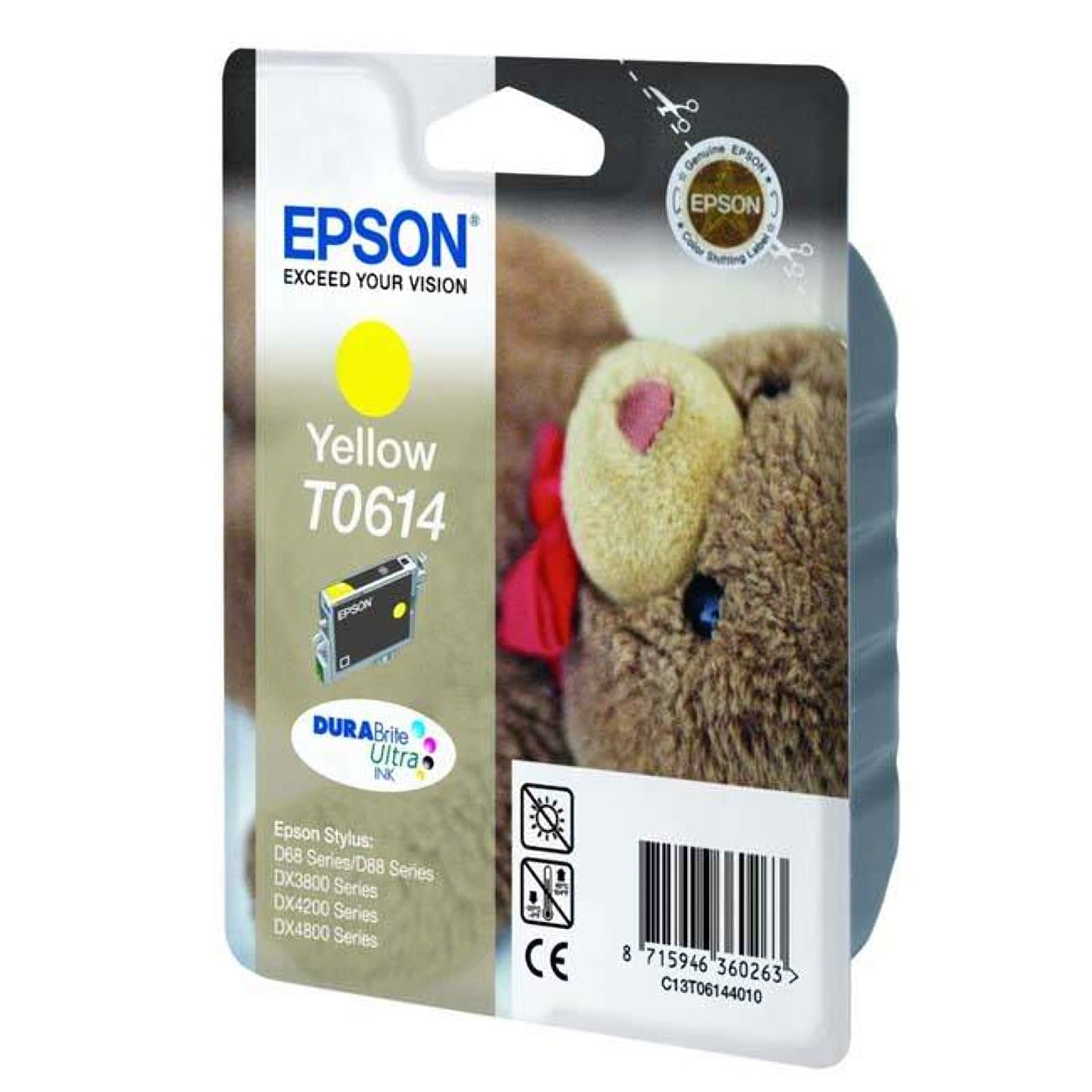 EPSON T0614 касета с мастило жълт стандартен капацитет 8 ml 250 страници 1 пакет блистер без аларма