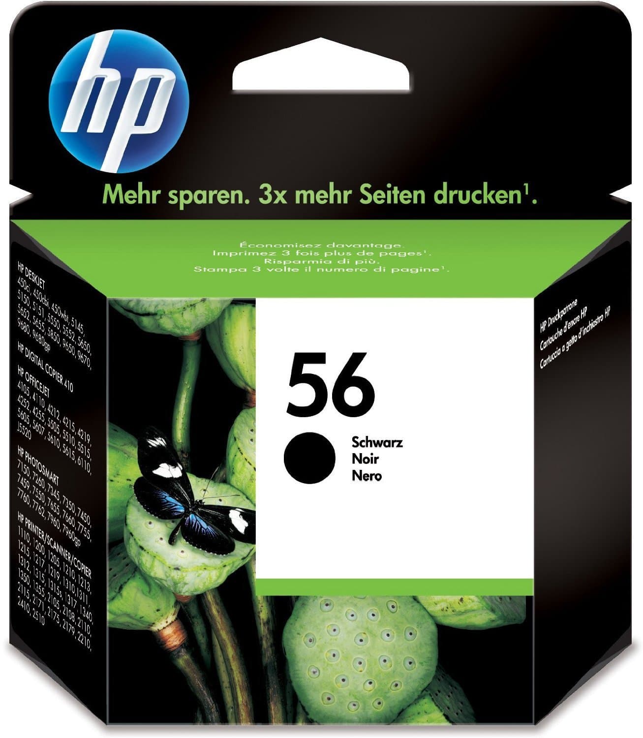HP 56 оригинална мастилена касета C6656AE UUS черна с голям капацитет 19 ml 520 страници 1 опаковка