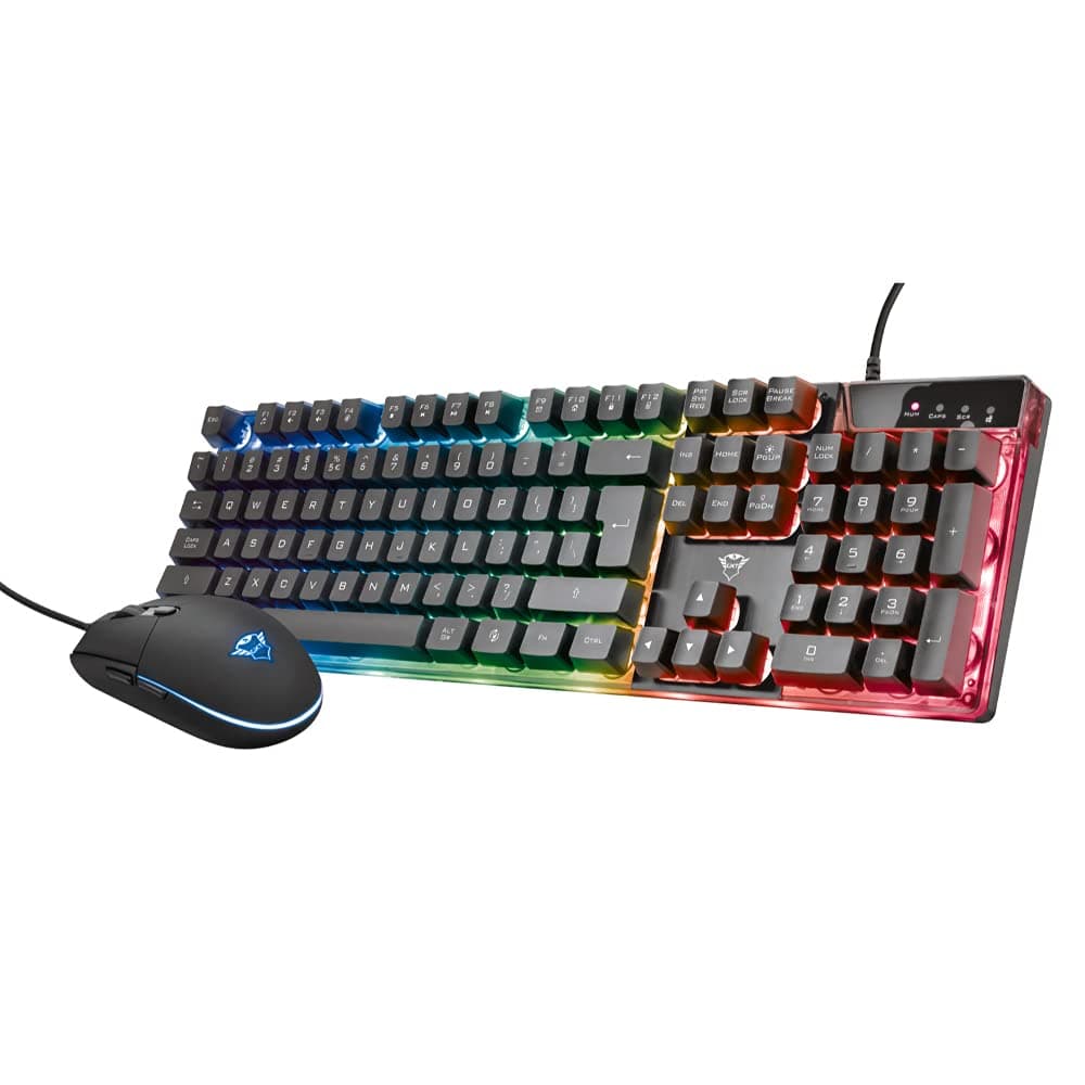 Комплект клавиатура и мишка Trust GXT 838 Azor, (3000 DPI), USB, RGB подсветка, черни