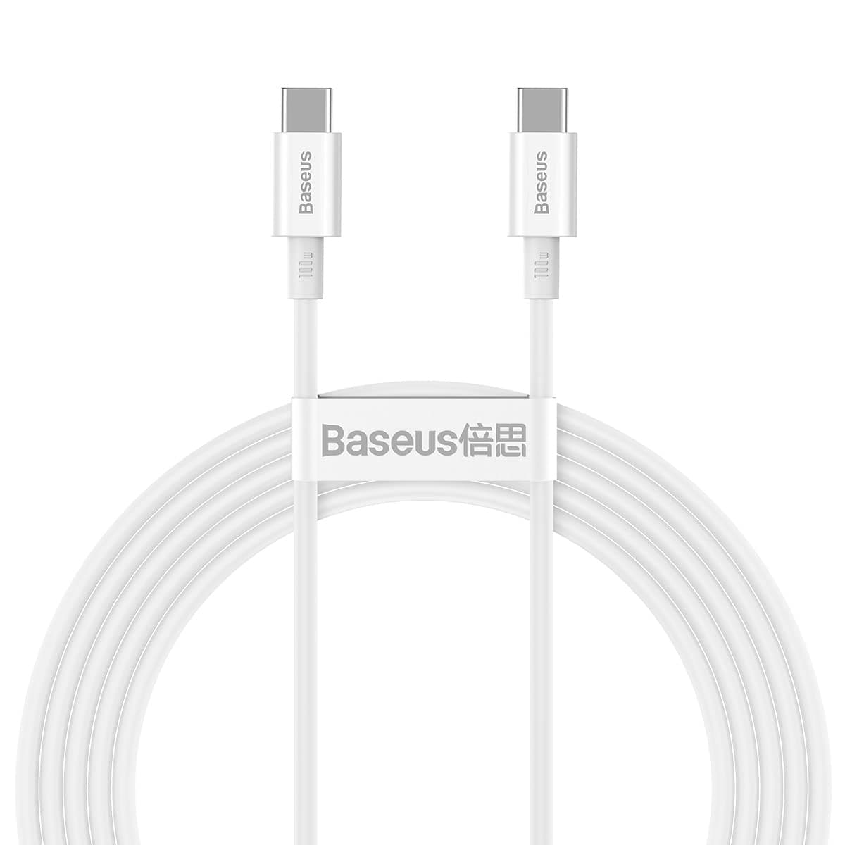 Кабел Baseus Superior PD 2.0 100W (CATYS-C02), от USB C(м) към USB C(м), 2m, бял