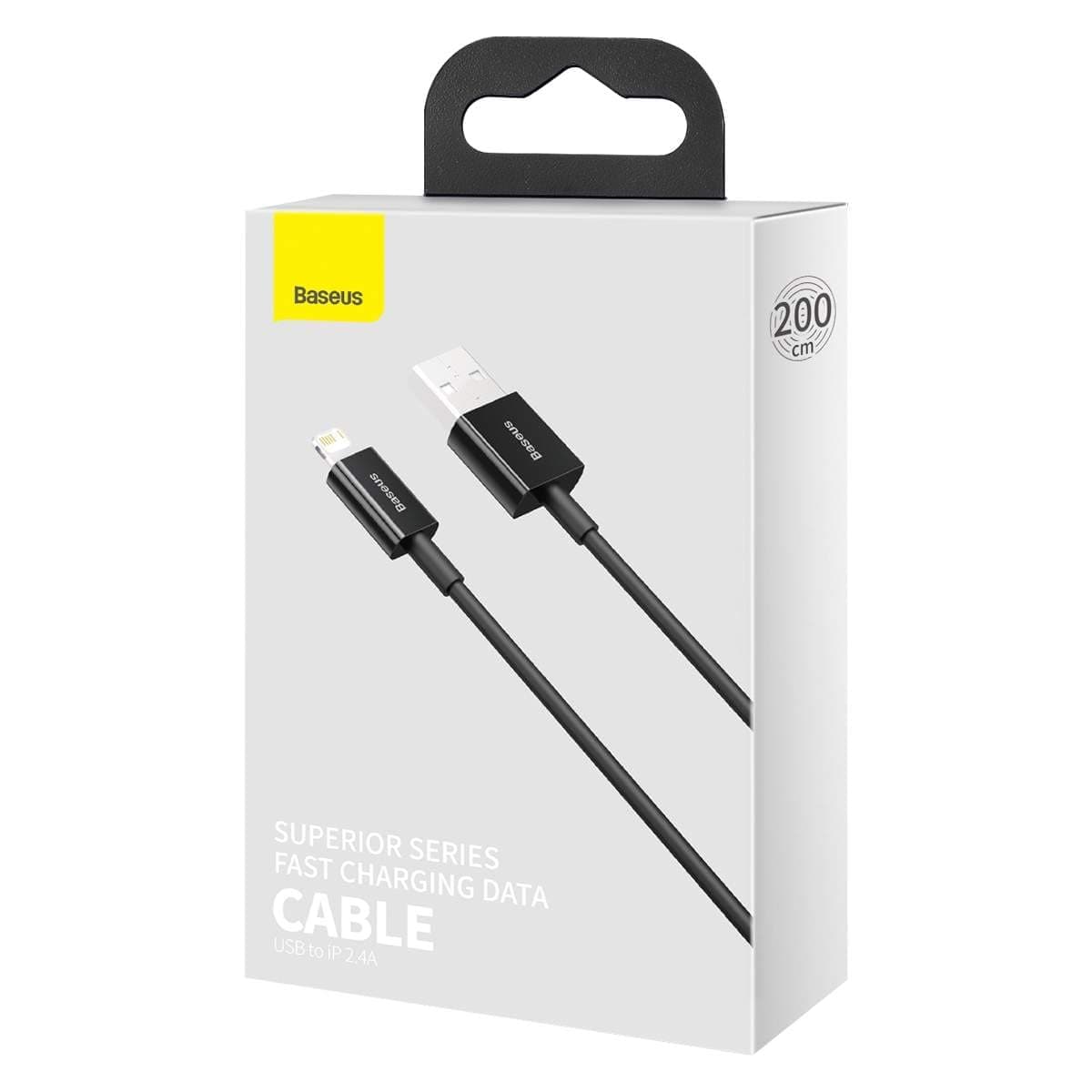 Кабел Baseus Superior Lightning Black (CALYS-01), от USB-A(м) към Lightning(м), 2m, 2.4A/12W, черен