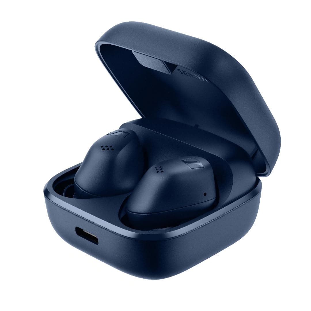 Слушалки Sennheiser ACCENTUM True Wireless, безжични, Bluetooth, микрофон, 7mm TrueResponse динамични мембрани, Hybrid Adaptive ANC, до 8 часа време на работа, сини