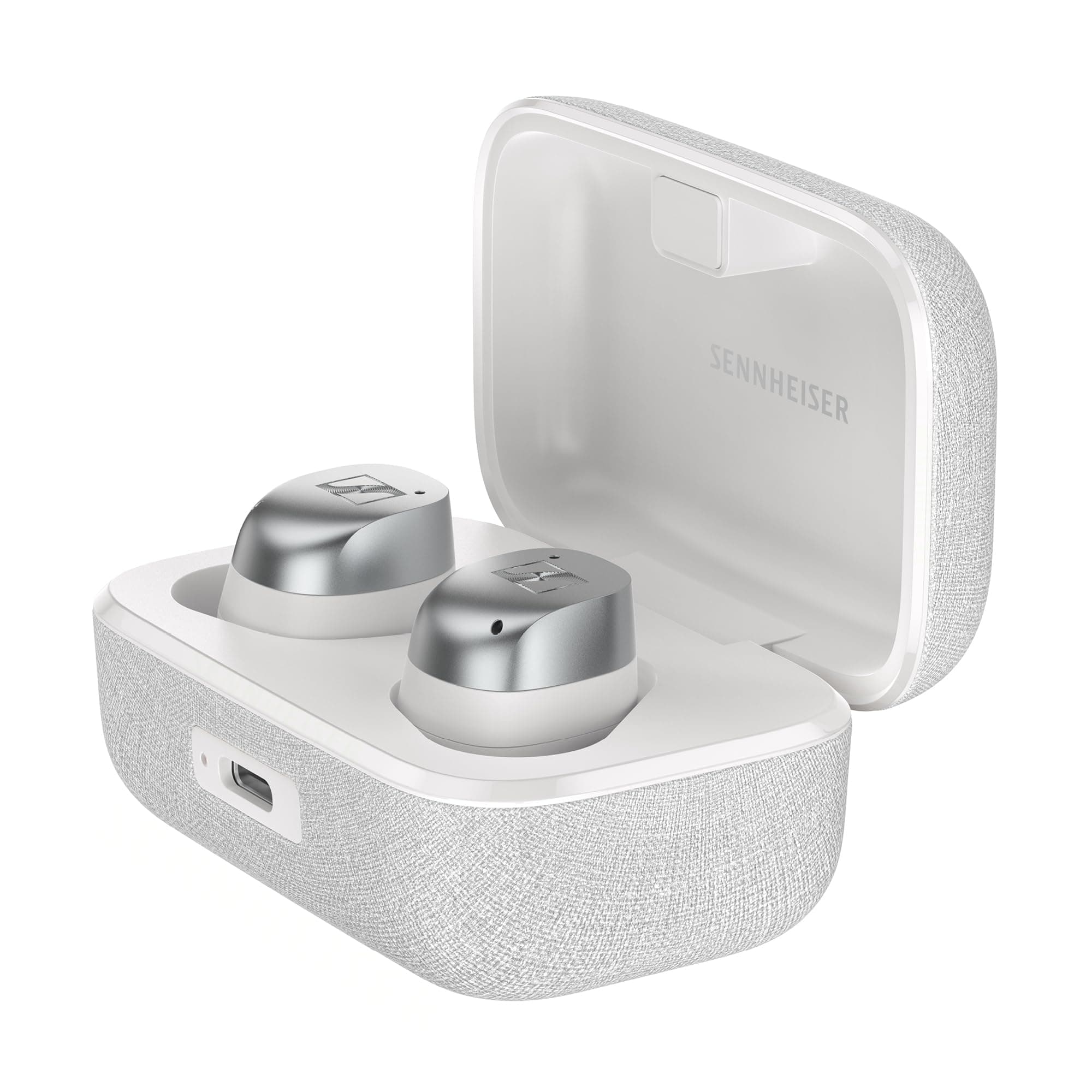 Слушалки Sennheiser Momentum True Wireless 4, безжични, Вluеtооth, микрофон, ANC шумопотискане, aptX Adaptive кодек, до 7.5 часа време на работа, сребристи