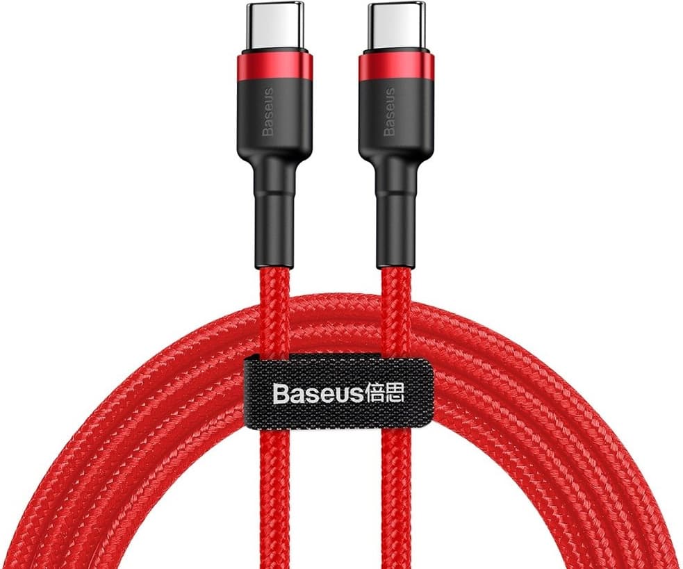 Кабел Baseus CATKLF-G09, от USB Type C(м) към USB Type C(м), 60W max, 1m, червен